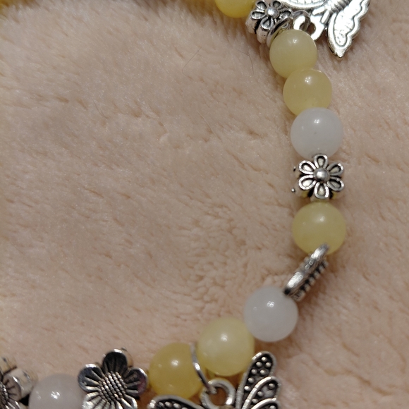 Whimiscal Yellow With Silver Accents And Butterfly Charms Bracelet - Picture 3 of 4